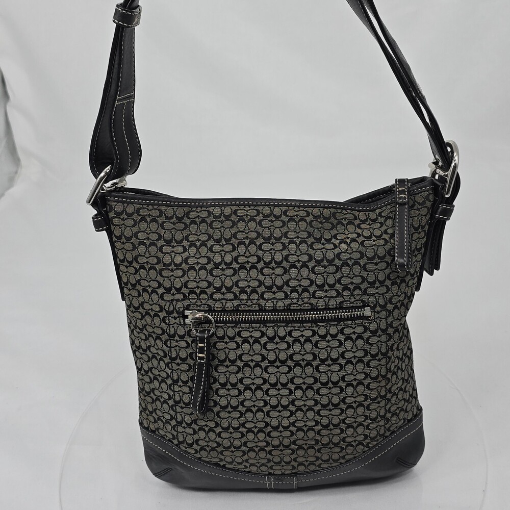 Coach F10944 Soho Signature Black Jacquard Convertible Crossbody Duffle Hobo Bag